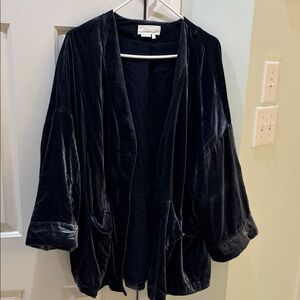 Anthropologie Navy Velvet Cardigan